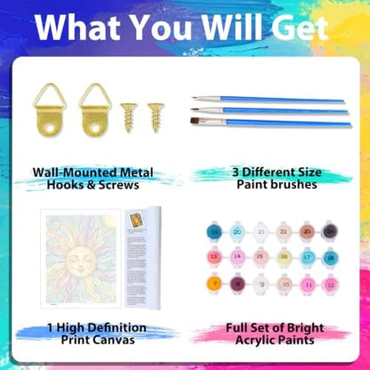 xcemhil Sun Paint by Numbers Kit for Adults Beginner, Summer Paint by Numbers for Adult, Acrylic Paint by Number Kits Suitable for Home Wall Art Decor Gifts 16x20 Inch - Image 7