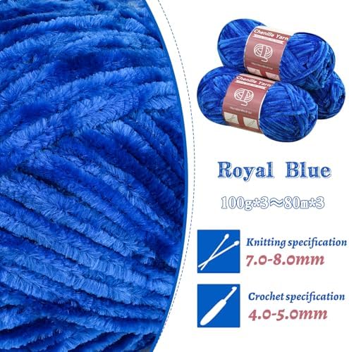 LUNARM Chenille Yarn 3 Pack 3.5oz Chunky Blanket Velvet Yarn 263 Yard - Image 3