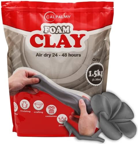 3.3 lbs Moldable Cosplay Foam Clay (Gray) - Air-Dry High Density for Intricate Designs Dries Evenly Within 24-48 Hours Sandable and Paintable by CalPalmy