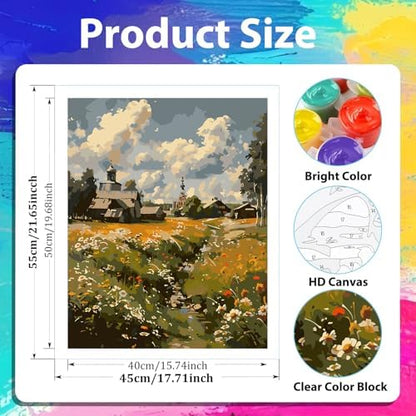 xcemhil Landscape Paint by Numbers Kit for Adults Beginner, Landscape Paint by Numbers for Adult, Acrylic Paint by Number Kits Suitable for Home Wall Art Decor Gifts - 16x20 Inch - Image 4