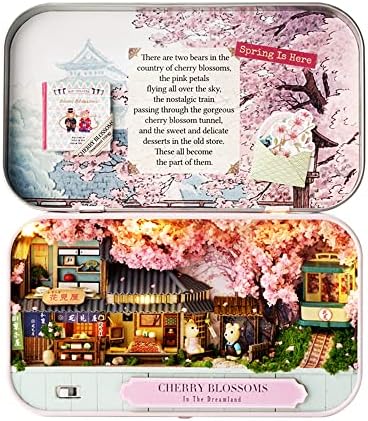 Kisoy DIY Miniature House Kit, Tiny House Building Kit with Furniture and LED Light for Adults and Teens, DIY Mini House Craft Kit, Decorations/Gifts for Family and Friends（Cherry Blossoms） by Kisoy
