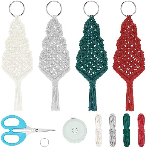 FREEBLOSS 4 Set Macrame Christmas Tree Kit With 4 Colors Cotton Cords, DIY Kit With Instruction, Ornaments for Christmas Tree Decor for Adults (DK-FB0005-24-US35) by FreeandCreativeCraftsArt