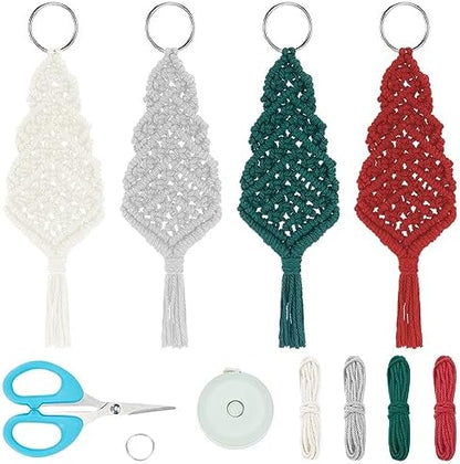 FREEBLOSS 4 Set Macrame Christmas Tree Kit With 4 Colors Cotton Cords, DIY Kit With Instruction, Ornaments for Christmas Tree Decor for Adults (DK-FB0005-24-US35) by FreeandCreativeCraftsArt