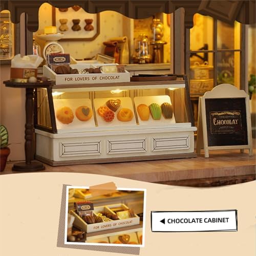 MAGQOO DIY Miniature Dollhouse Kit with Furniture Creative Room Mini Wooden Doll House Accessories DIY Miniature House Kit (Leisurely Joy Bakery) - Image 5
