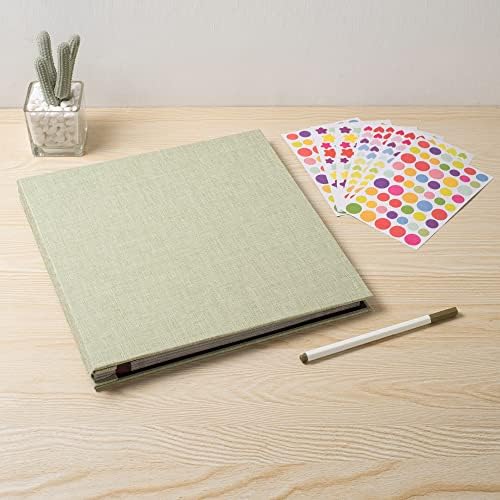 Large Photo Album Self Adhesive 4x6 8x10 10x12 13"x12.6" Scrapbook Album 12.6"x11" Inch 60 Black Sticky Pages Linen Cover Magnetic Photo Album with A Metallic Pen and DIY Stickers - Image 6