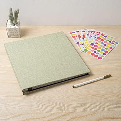 Large Photo Album Self Adhesive 4x6 8x10 10x12 13"x12.6" Scrapbook Album 12.6"x11" Inch 60 Black Sticky Pages Linen Cover Magnetic Photo Album with A Metallic Pen and DIY Stickers - Image 6
