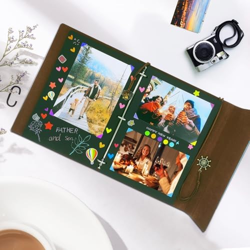 ZEEYUAN Love Scrap Book Photo Album Vintage Travelling Journal Scrapbook Album, Love Memory Photo Book Couples Scrapbook Supplies for Anniversary Mothers Day Scrap Books Gifts for Mom Grandma - Image 2
