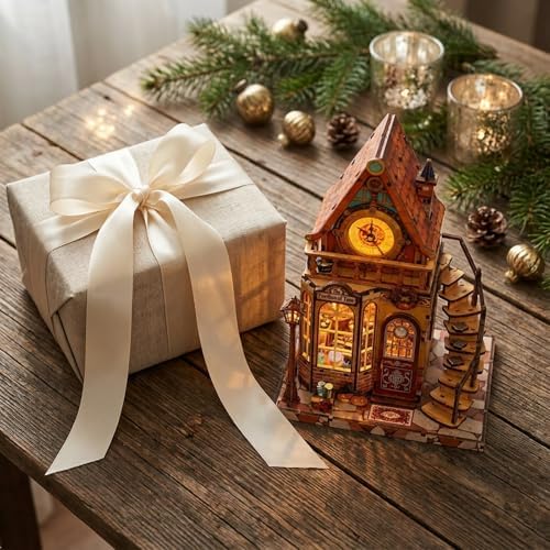 Book Nook Kit - DIY Miniature House,Book Nook Kit for Adults 3D Puzzle with LED,Halloween Birthday Gift for Adults, Creative Mini Building Kit for Bookshelf Decor, Gifts for Family Friends - Image 5