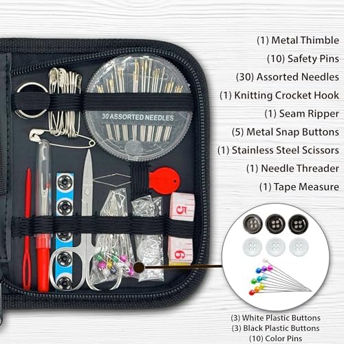 Vellostar Mini Hand Sewing Kit for Adults, Small Travel Case, 18 Threads - Image 5