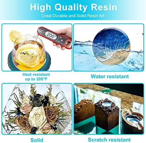 Teexpert Epoxy Resin Crystal Clear: 64OZ Epoxy Resin kit Fast Curing Heat Resistant for Casting Coating Art DIY Craft Jewelry Wood Table Top Flower Preservation- 2 Part(32OZ Resin and 32OZ Hardener) - Image 4