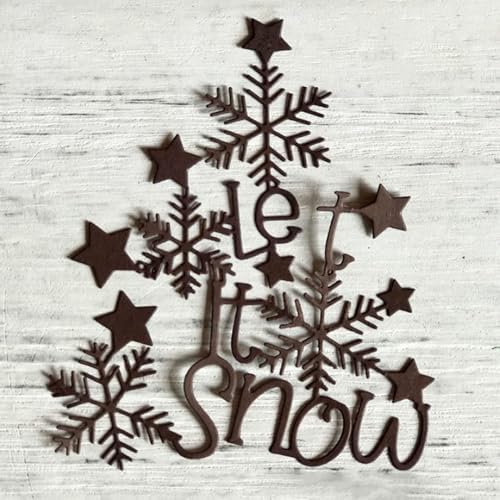 Scrapbooking Die-Cuts, Christmas Metal Cutting Dies for Card Making, Paper Craft Punch Template, Background Embossing Stencils, DIY Album Décor (Star Snowflakes Let It Snow-10x8.6cm) - Image 4