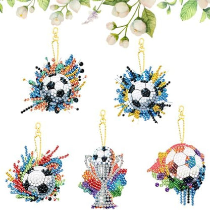 HuamuTech 5 Pcs/6 Pcs/8 Pcs Full Drill Keyring Special Shape Double Sided Diamond Art Keychain for Beginners Birthday Craftin - Image 3