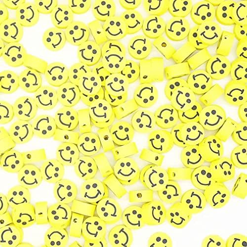 100pcs Mixed Polymer Clay Spacer Beads for Women Jewelry Making DIY Bracelet Necklace Hair Clip Accessories (Yellow Smile Face) - Image 4