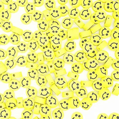 100pcs Mixed Polymer Clay Spacer Beads for Women Jewelry Making DIY Bracelet Necklace Hair Clip Accessories (Yellow Smile Face) - Image 4