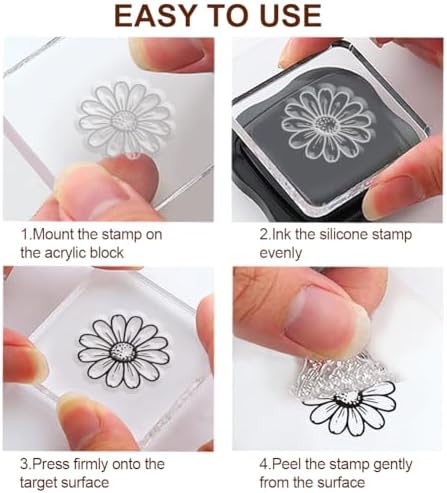 6Pcs Wildflower Clear Stamps for Card Making, 20 Ink Pad - Image 5