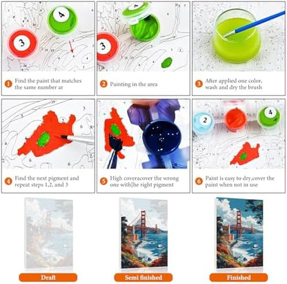 Paint by Numbers Kit for Adults Beginner 16x20 Inch, Golden Gate Bridge - Image 6