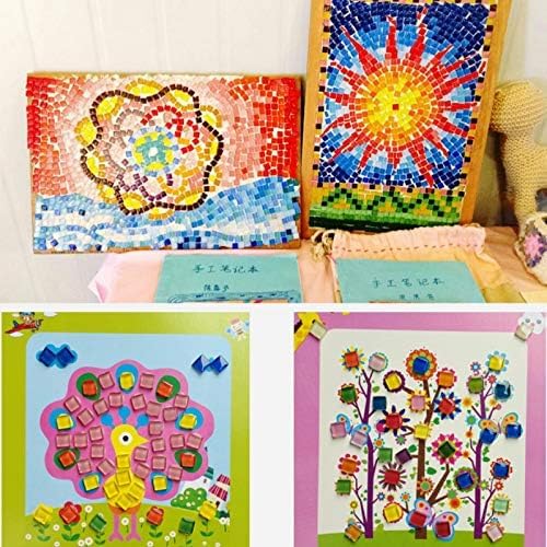 Mixed Color Mosaic Glass Tiles Shine Crystal Glass Pieces Bulk Square Glitter Crystal Mosaic Tiles for Home Decoration or DIY Crafts 200g,1x1 cm (Blues)
