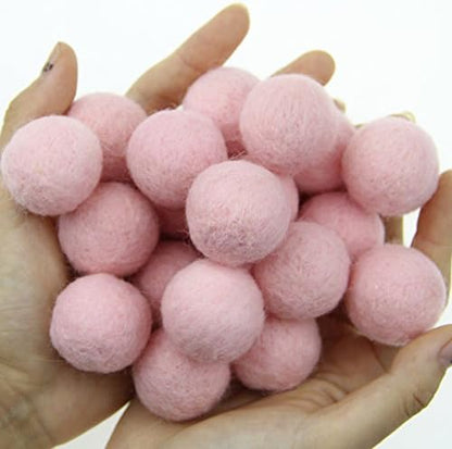 Zasy 30mm Needle Wool Felt Balls Foam Filled Wool Felt Pom Pom Home Decor DIY (Pink) - Image 2