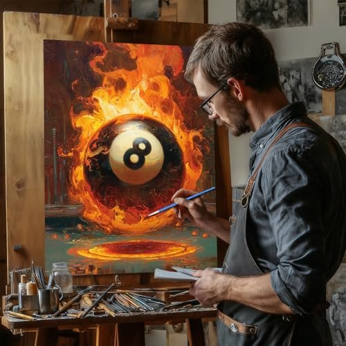 Reivworl Billiards Paint by Numbers Kit for Adults Beginner, 16" Wx20 L Billiards Paint by Number for Adult, Acrylic Painting Kits with Canvas for Gifts and Wall Decor - Image 3