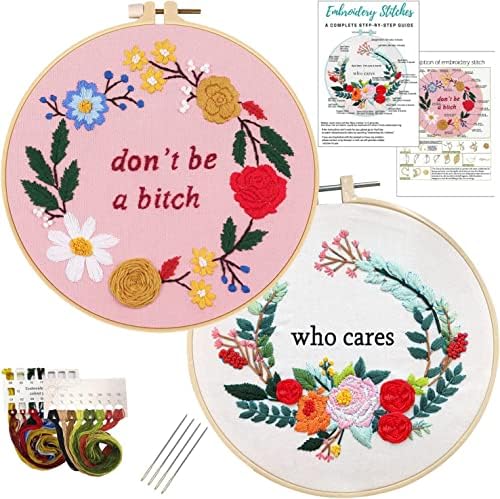 Nuberlic 2 Pack Funny Embroidery Kit for Beginners Adults by Nuberlic
