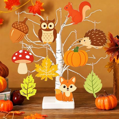 80PCS Wooden Fall Ornaments to Paint Thanksgiving Decorations, 10 Styles DIY Blank Autumn Unfinished Wood Maple Leaves Turkey Pumpkin Halloween Cutouts Ornament for Crafts Birthday Party Gifts Hanging - Image 4