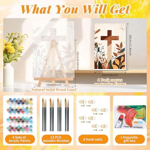 4 Pack Framed Paint by Numbers Kit for Adults, Christian, 8 x 12 Inch - Image 3