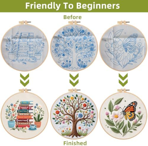 Herdiese Embroidery Kit for Beginners & Adults, 3 Sets with Instructions - Image 3