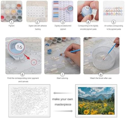 GHBNK Flowers And Green Plants Paint by Numbers Kit for Adults Beginner 30x40cm DIY Adult Paint by Number Kits on Canvas Watercolor Oil Number Painting for Adults, Perfect for Home Decor Gift - Image 3