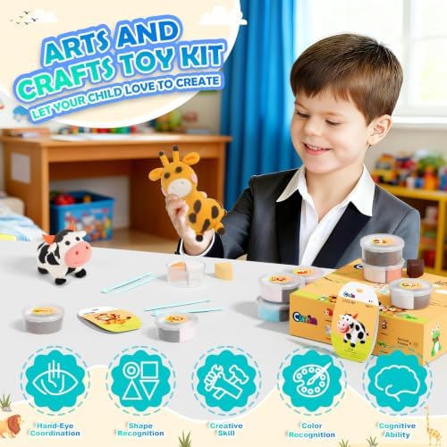 Cyajm 12-Color Air Dry Clay Kit, Animal, Kids 3+ with Tools & Guide - Image 5