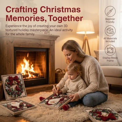 3D Christmas Fabric Art Kit with Frame, No-Sew Handmade Fabric Poke Art Kit - Image 4