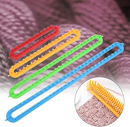 Knitting Loom Kit, Rectangle Weaving Looms Set with a Crochet Hook and Needle, Quick Scarf Hats Maker DIY Crocheting Handmade Craft Kit for Knitting Lovers Beginners(26cm,Red) - Image 5