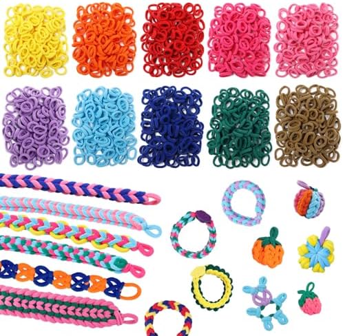 DDAI Bracelet Making Toys Refill Loops Elastic Cloth Band - Arts and Crafts Kit for Kids Weaving Loom Bracelets Kit 1000+ Colorful Fabric Loops - Birthday Gift for Girls Boys 6 7 8-12 Years Old by DDAI