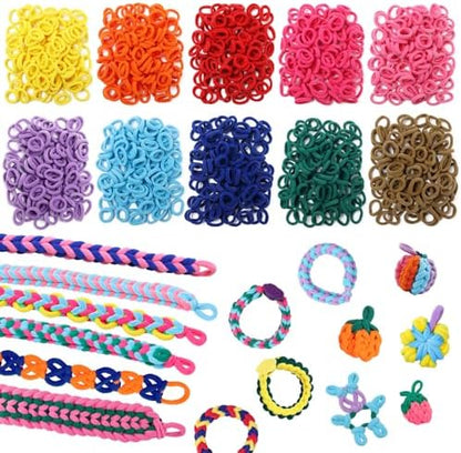 DDAI Bracelet Making Toys Refill Loops Elastic Cloth Band - Arts and Crafts Kit for Kids Weaving Loom Bracelets Kit 1000+ Colorful Fabric Loops - Birthday Gift for Girls Boys 6 7 8-12 Years Old by DDAI