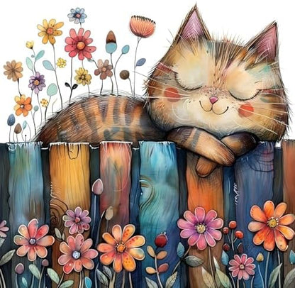 Cat Flowers Stamped Cross Stitch Kits for Adults Beginner, Counted Cross Stitch Kits Printed Stitching Cute Patterns Dimensions Needlepoint Art Crafts Embroidery Kits for Adults by Unknown