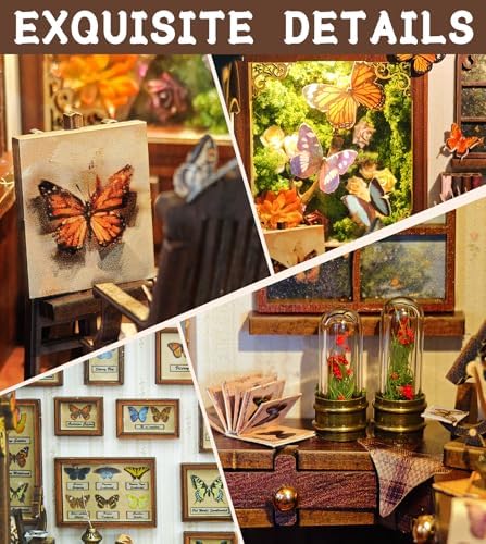 Roroom DIY Miniature House Kit, Botanical Butterfly Studio Dollhouse Kit - Image 3