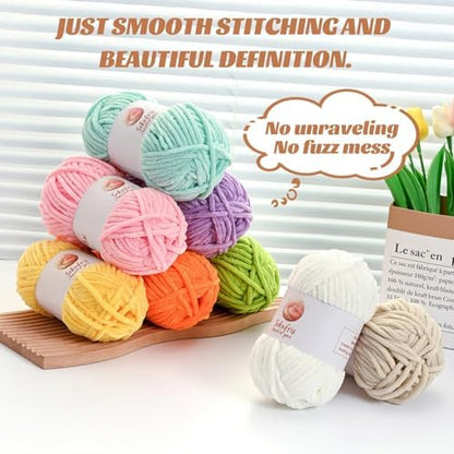 Chenille Blanket Yarn for Crocheting Size 5 Bulky Yarn Deep Khaki - Image 3