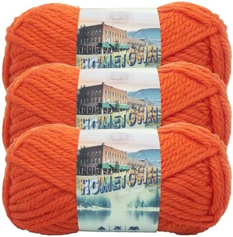Lion Brand Yarn Hometown Yarn, Super-Bulky Yarn for Knitting, Crocheting, and Crafting, 3 Pack, Syracuse Orange by LionBrandYarn