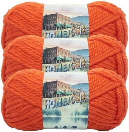 Lion Brand Yarn Hometown Yarn, Super-Bulky Yarn for Knitting, Crocheting, and Crafting, 3 Pack, Syracuse Orange by LionBrandYarn