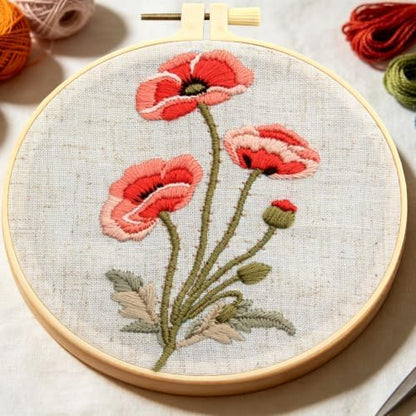 Vintage Flowers Embroidery Kits for Beginners Adults, Floral Hand Embroidery Starter Kit, Stamped Cross Stitch Kits DIY Needlepoint Kits for Beginners Adult, Embroidery Hoop, Thread and Video Tutorial - Image 2