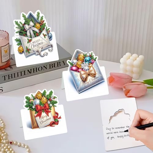 Diamond Art Painting Christmas Cards 6Pcs, DIY Gem Greeting Cards - Image 7