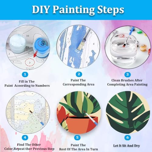 Artunion Framed Paint by Numbers Kit for Adults Beginners & Kids Ages 8-12,Green Plant Paint by Number with Frame,Plant Paint by Numbers Kit on Canvas 10 * 10 Inch Without Easel - Image 6