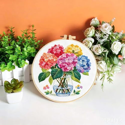 niurenmaoyi Hydrangea Embroidery Kit for Beginners,Sewing Kit for Adults - Image 5