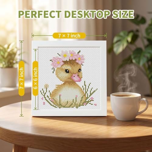 Cute Duck Stamped Cross Stitch Kits for Beginners Adults with Framed - Image 3