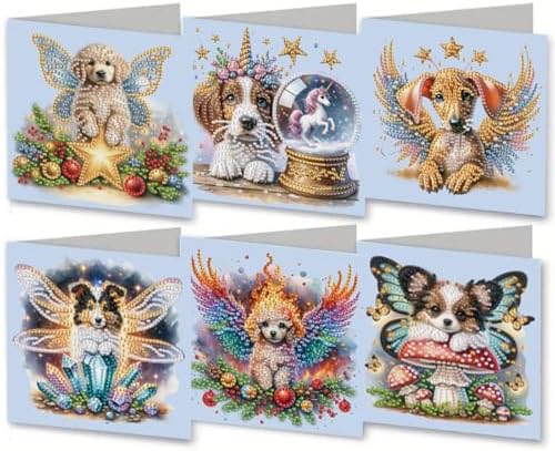MaiYiYi 6 Pack DIY Winged Dog Diamond Painting Greeting Cards Kit by MaiYiYi