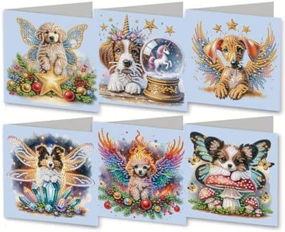 MaiYiYi 6 Pack DIY Winged Dog Diamond Painting Greeting Cards Kit by MaiYiYi