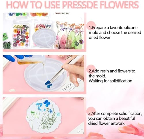 210 Pcs Dried Pressed Flowers for Resin, Dried Pressed Flowers for Crafts, Bulk Natural Dried Flowers Kit with DlY Butterfly Stickers&Tweezers for Resin Molds, Candles, Soap,Jewelry Making, Art Crafts - Image 5