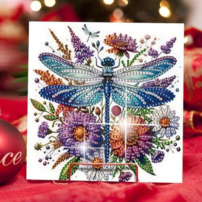 jinglinhh 6pcs Diamond Art Painting Dragonfly Daisy Flowers Greeting Cards with Envelopes, DIY Card Making Kits for Adults, Diamond Art Postcards Christmas Cards Craft Gifts - Image 5