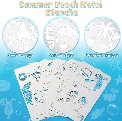 Lewtemi 6 Pcs Metal Wood Burning Stencils, Summer Style Letters Numbers - Image 3