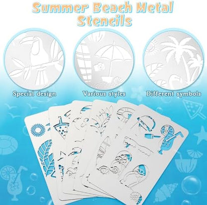 Lewtemi 6 Pcs Metal Wood Burning Stencils, Summer Style Letters Numbers - Image 3