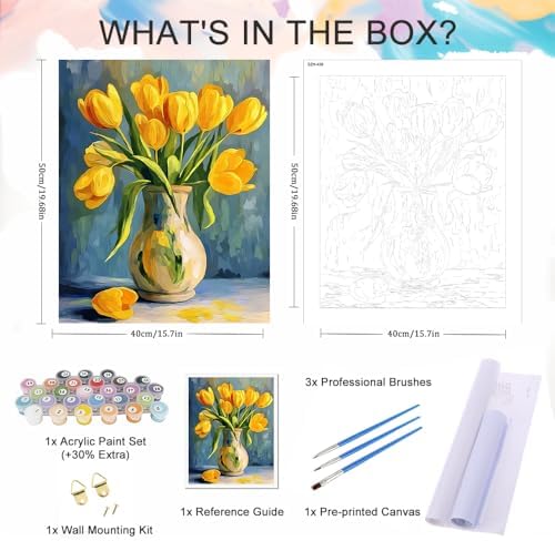 Natuyalo Paint by Numbers for Adults Beginner, Flowers Paint by Number Kits on Canvas Vase DIY Acrylic Painting Color by Numbers for Home Wall Decor 16x20 inch - Image 5